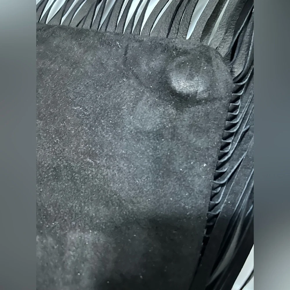 DANIER black suede crossbody/clutch fringe bag BNWT - Picture 4 of 4